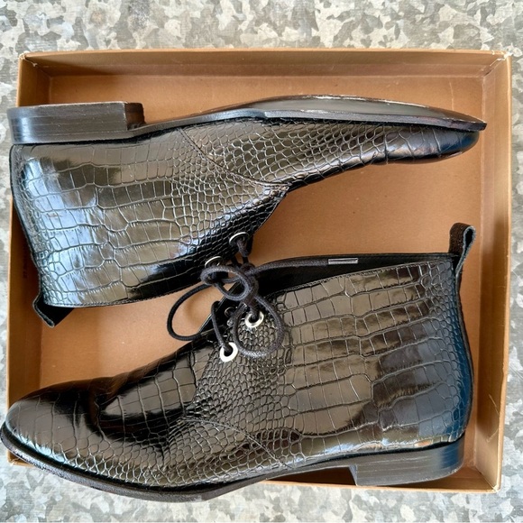 Rag & Bone Audrey black croco eather desert boot womens 8 - Picture 11 of 13